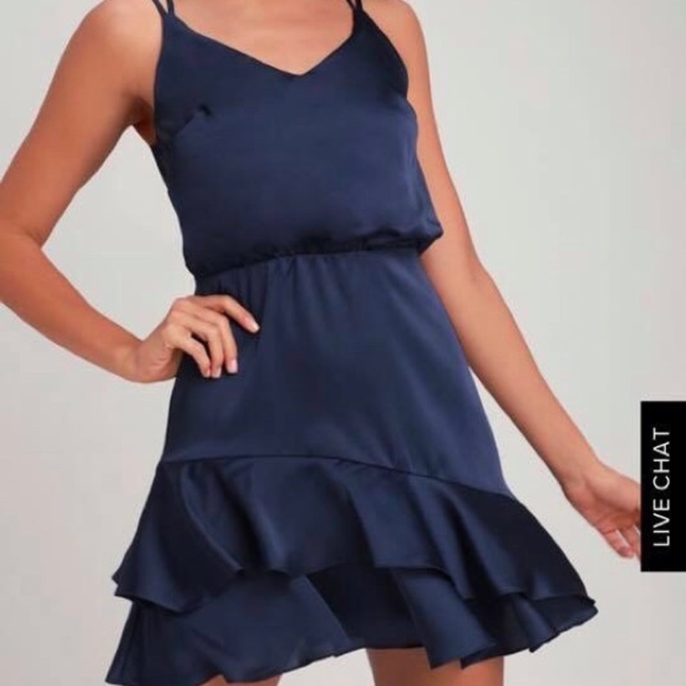 Selling navy blue satin dress